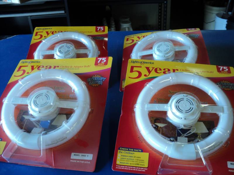 lot 9053 image: (4) ct lot Lights of America Brand 5 year circuline & adapter bulb, 75 watt