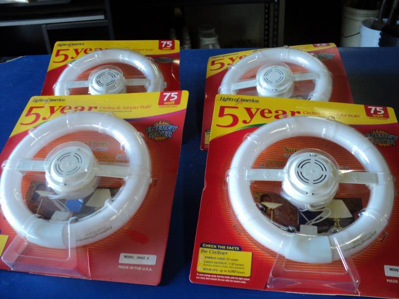 lot 9054 image: (4) ct lot Lights of America Brand 5 year circuline & adapter bulb, 75 watt
