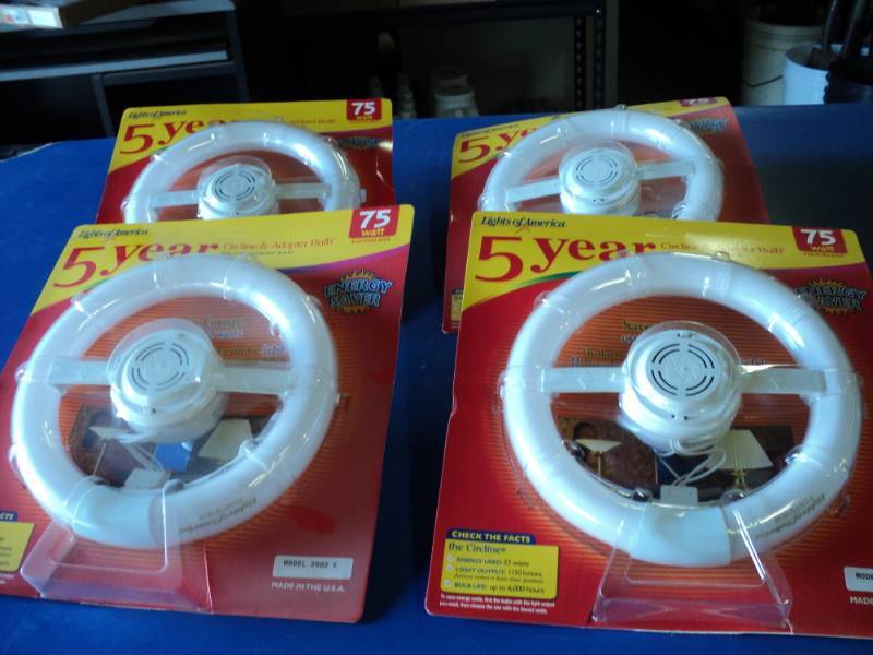 lot 9055 image: (4) ct lot Lights of America Brand 5 year circuline & adapter bulb, 75 watt