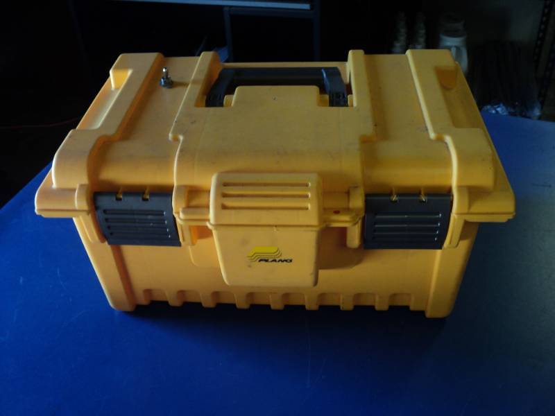 lot 9077 image: Plano Tool Box, Plastic 91 13 x 10 can be wired to use switch