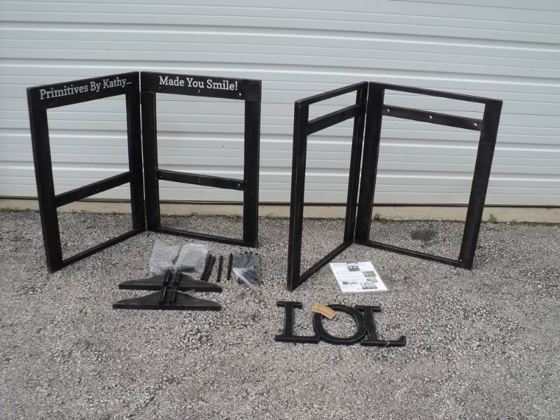 lot 8321 image: Wooden Display Rack, Primatives by Kathy Towel display rack, approx 34 x 28