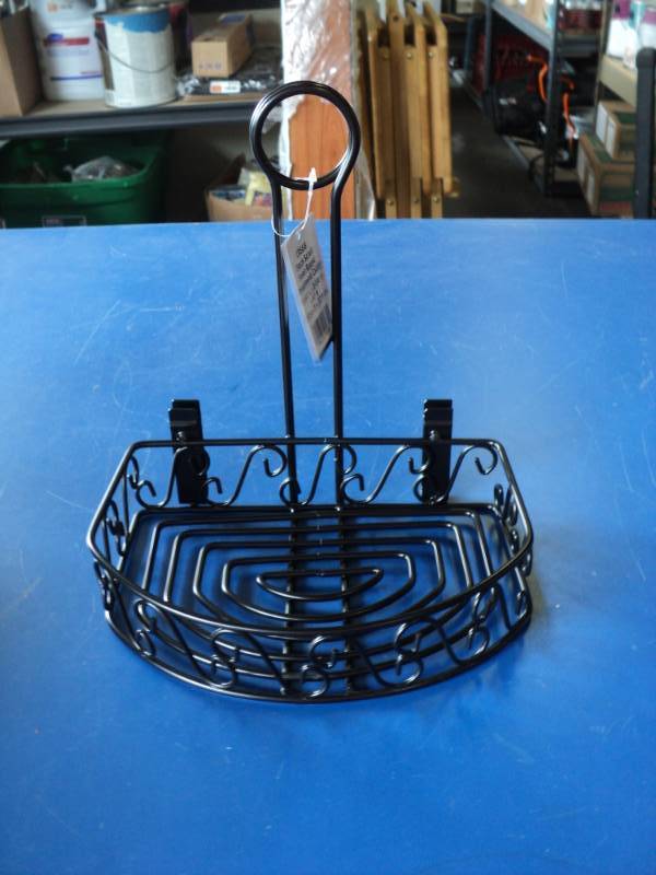 lot 8375 image: (1) box of (2) American metal Craft Black Scrool Semi Round Condiment Caddy, 6-14 8-14 x 9, CRS68