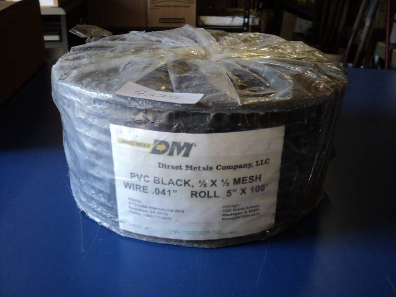 lot 9129 image: (1) roll DM PVC Black, 12 x 12 Mesh wire .041, Roll 5 x 100