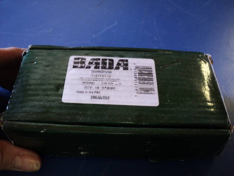 lot 9146 image: (1) box BADA wheel weights adhesive back, Model 12 oz by 7, Qty 18 strips