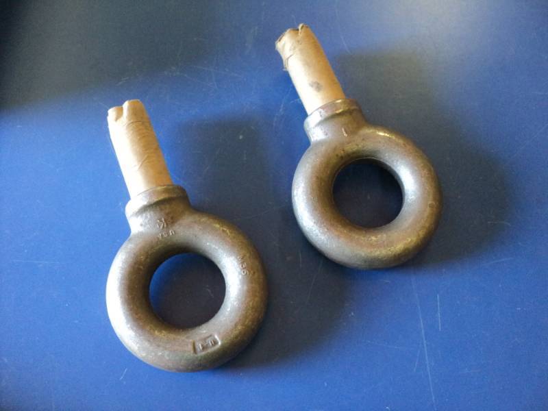 lot 9148 image: (2) ct lot large eye bolts, M36 U-1, 512OD 2-34ID x 9-12 long