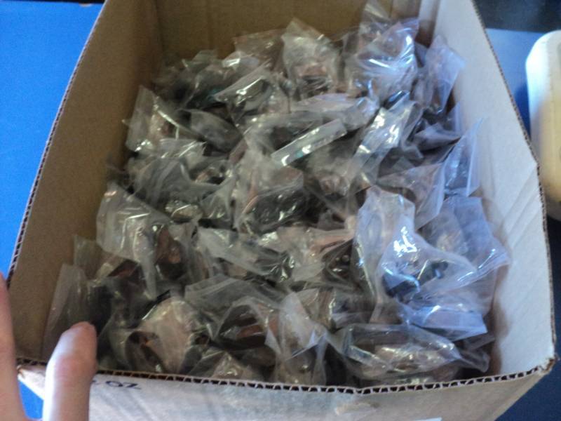 lot 9158 image: 17 lbs shelf pins, metal, for use with wire rack shelving