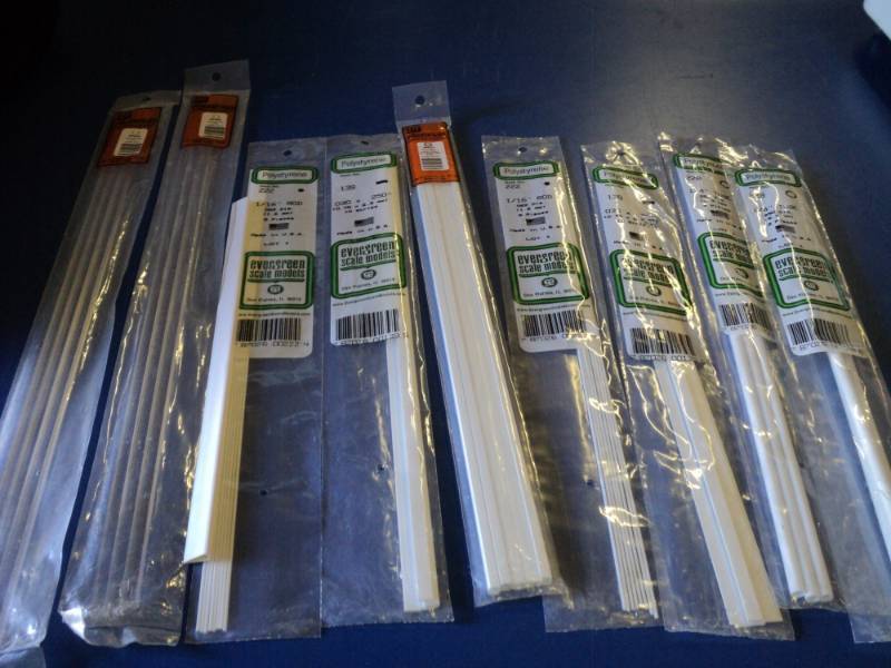 lot 9191 image: (9) package mixed lot polystyrene & plastruct model building material, assortment of sizes