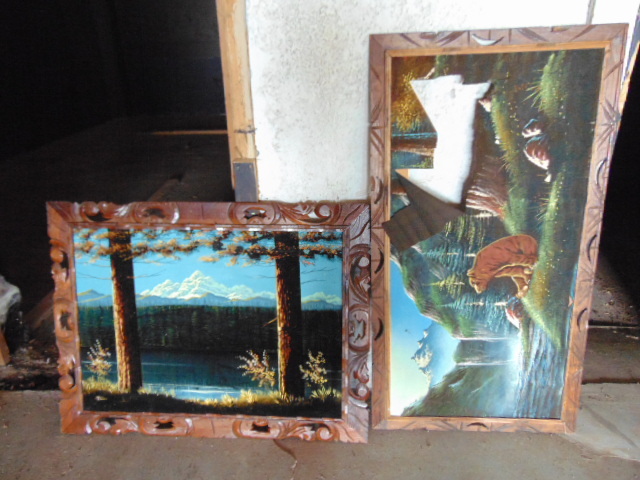 lot 18823 image: 2 framed tapestrys one has tear but frames are beautiful