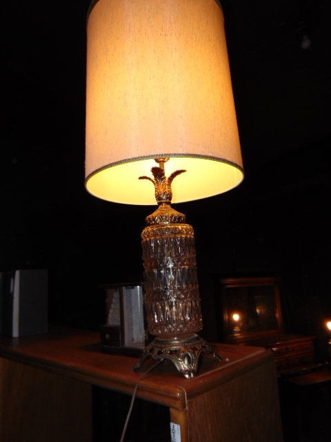 lot 18829 image: vintage glass and brass lamp