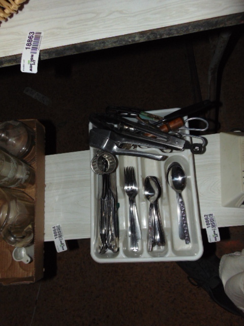 lot 18862 image: silverware, silverware tray, etc...