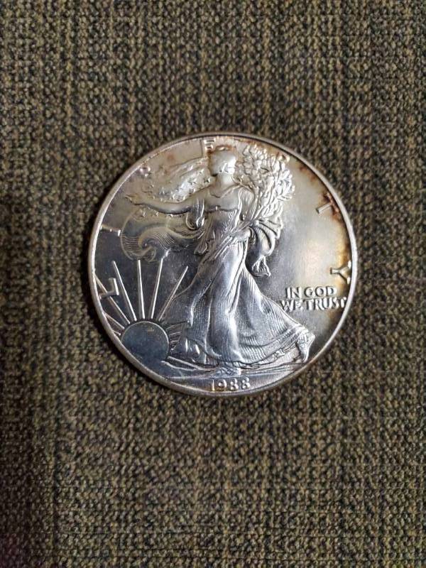 lot 7860 image: 1988 Silver Eagle - 1 Troy Ounce .999 Fine Silver