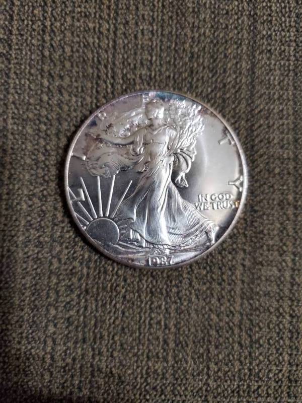 lot 7861 image: 1987 Silver Eagle - 1 Troy Ounce .999 Fine Silver