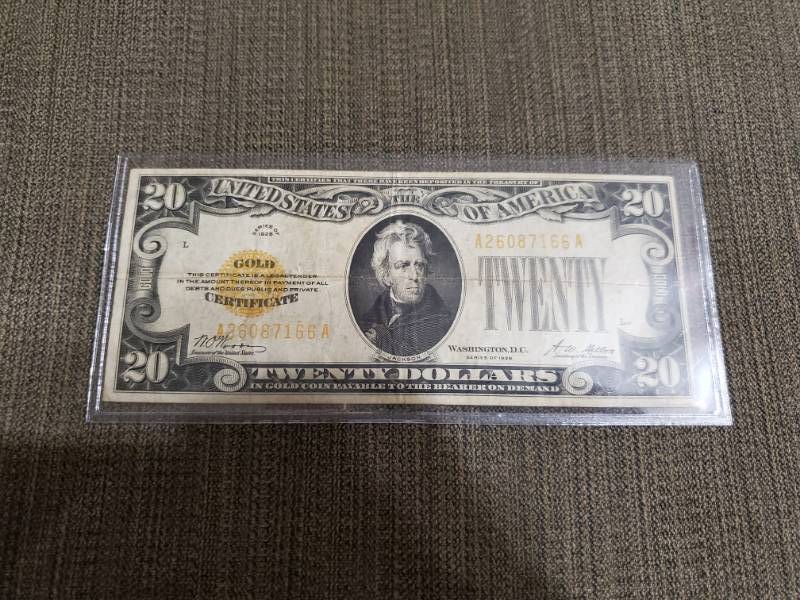 lot 7866 image: Twenty Dollar Gold Certificate 1926