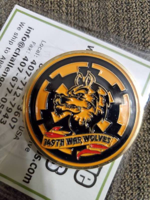 lot 7900 image: 149th War Wolves Challenge Coin