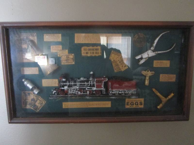 lot 7817 image: Framed Train Memoribilia