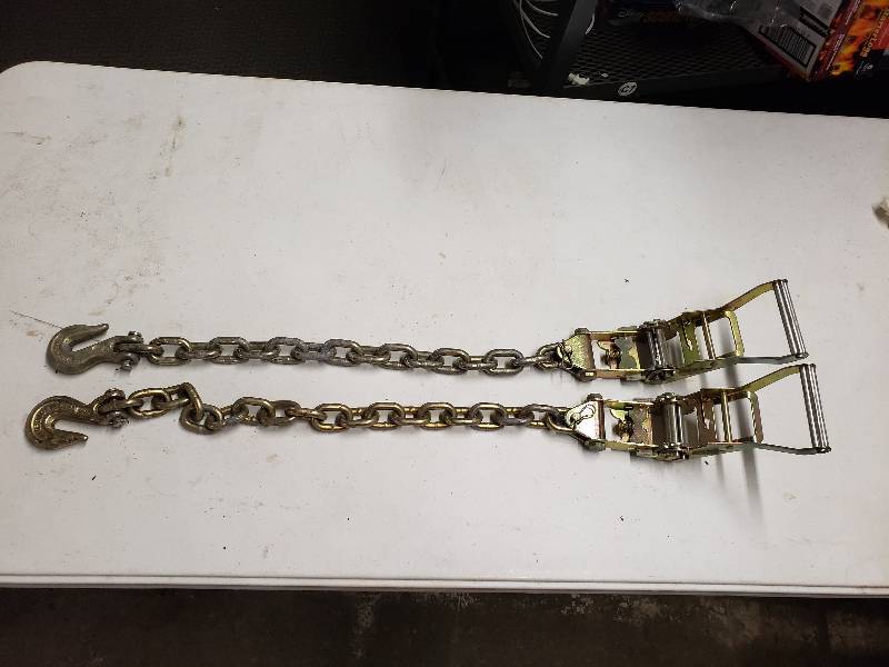 lot 2414 image: 2x Chain Ratchet Strap Tie Down G70