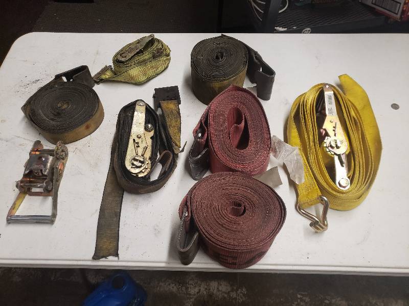 lot 2443 image: Tractor Trailer Load Straps, Tie Down Ratchets and More