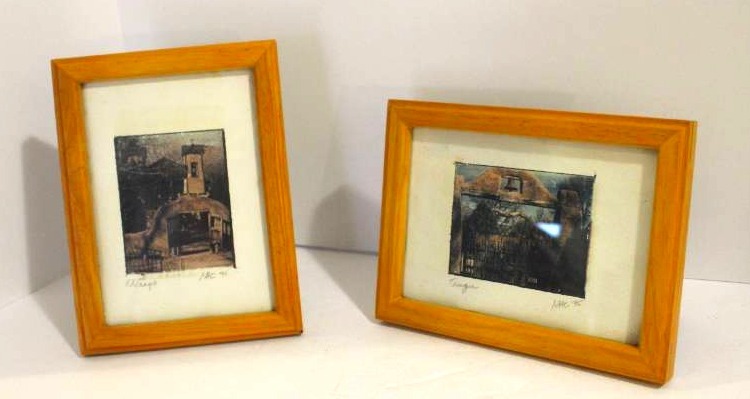lot 1484 image: Two Original Monoprints of Landmarks in Tesuque, NM and Chimayo, NM