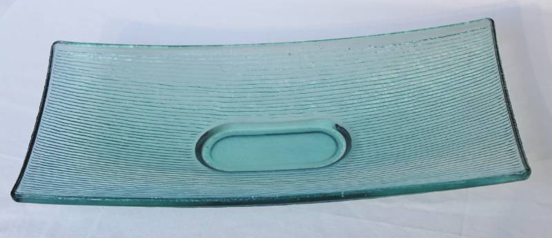lot 1602 image: Heavy Teal Glass Platter