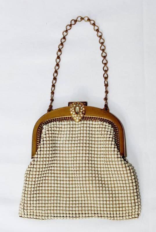 lot 1608 image: WHITING & DAVIS CO. Vintage White Mesh Handbag