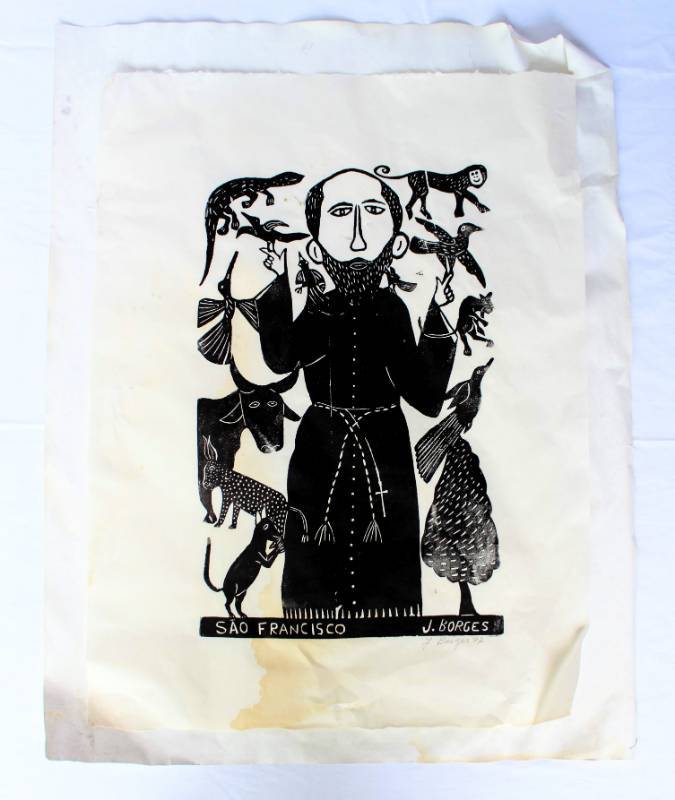 lot 1553 image: 1997 J. Borges Sao Francisco  Woodblock signed