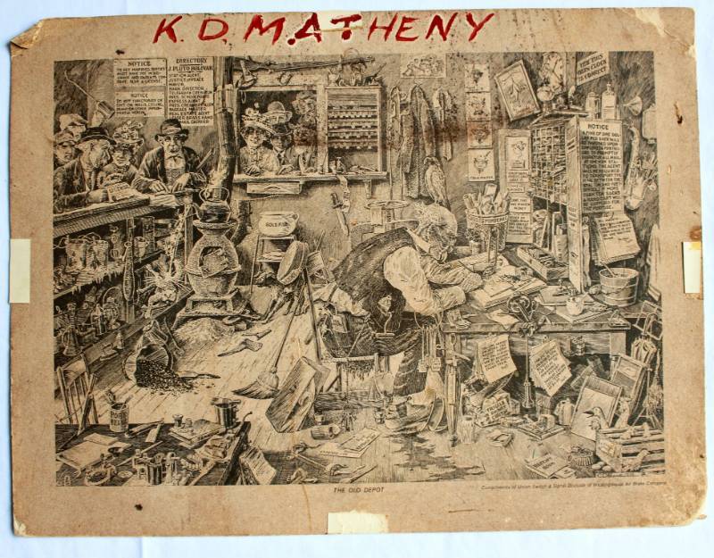 lot 1555 image: Etching The Old Depot circa 1930