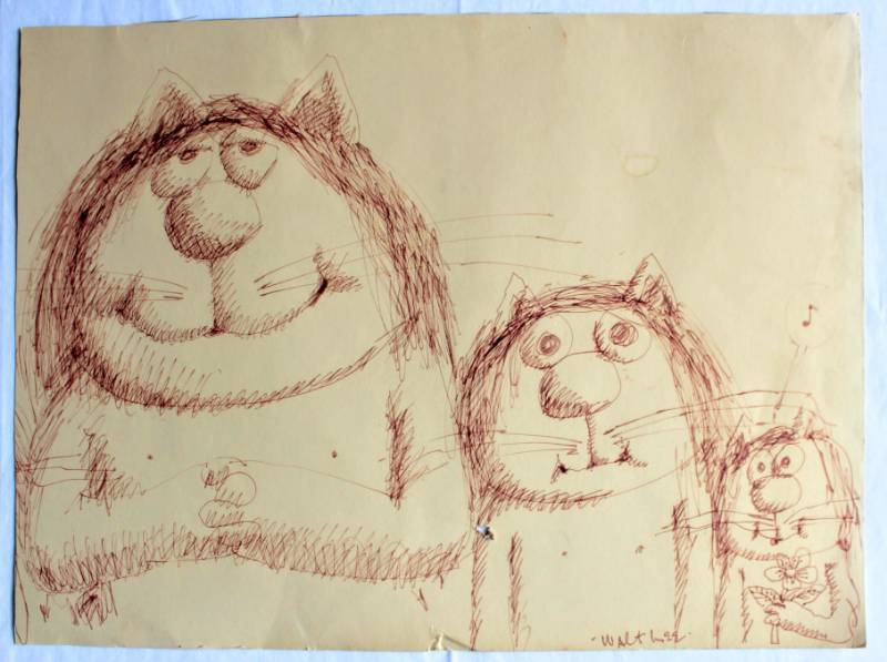 lot 1556 image: Walt Lee drawing on paper signed