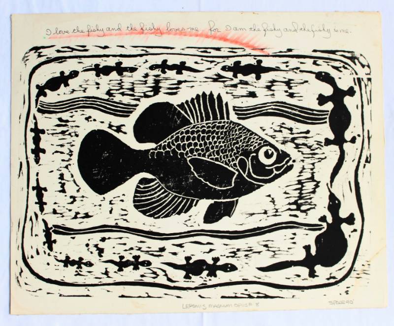 lot 1557 image: 1990 Spahr Lepomis Magnum Opus #8 Woodblock signed