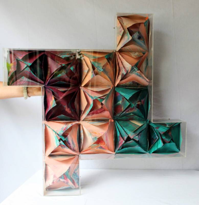 lot 1563 image: Paper Art in Plexiglass Original and signed.