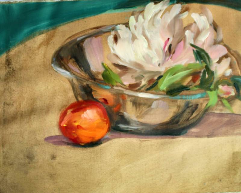 lot 1573 image: Nancy Carter original Still Life  painting on canvas signed