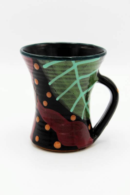 lot 1446 image: Flower Black Mug Stephen Kilborn SK Taos NM Collectible Studio Pottery Hand Painted