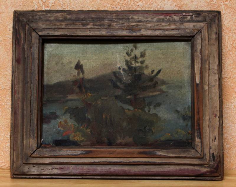 lot 1483 image: Original Landscape Oil Painting Appears antique and Unsigned