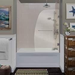 lot 5491 image: Miseno MTD3458CLPS-BN Brushed Nickel 58  High x 34  Wide Frameless Pivoting Tub Screen with Clear 14  Glass and H2OFF�� Technology