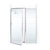 lot 5495 image: Coastal Shower Doors Shower Enclosures Legend Series 41 in. x 69 in. Framed Hinge Shower Door with Inline Panel in Platinum with Clear Glass L31IL10.69P-C
