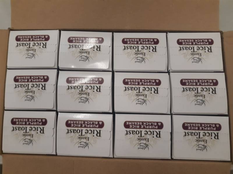 lot 5546 image: Edward & Sons Exotic Rice Toast, Purple Rice & Black Sesame, 2.25-Ounce Boxes (Pack of 12)
