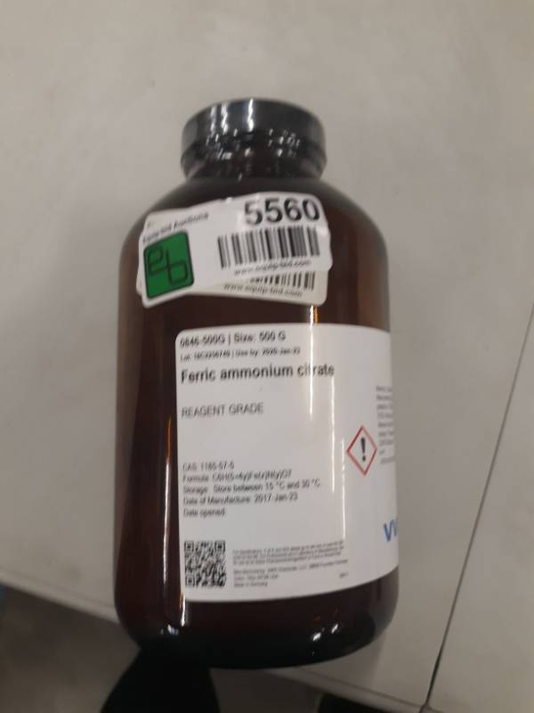 lot 5560 image: 500 G of Ferric Ammonium Citrate