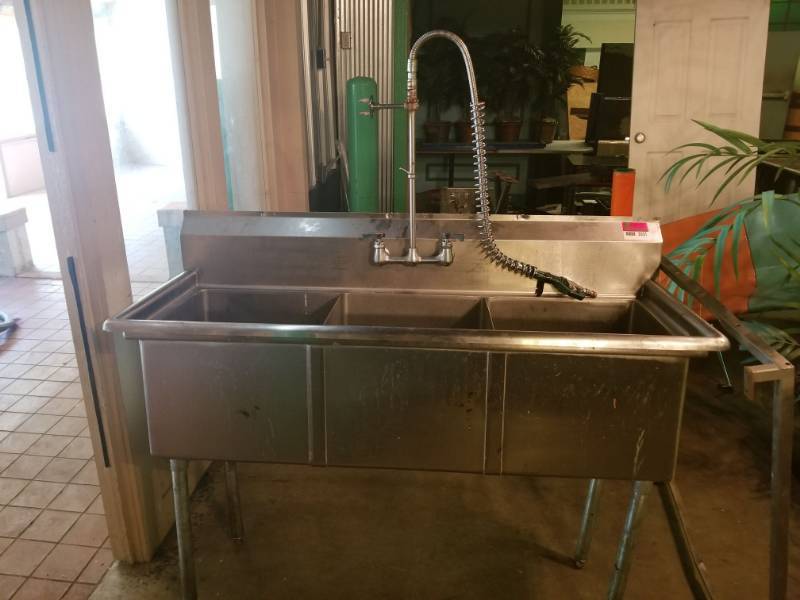 lot 2021 image: 3 Bay Stainless Sink