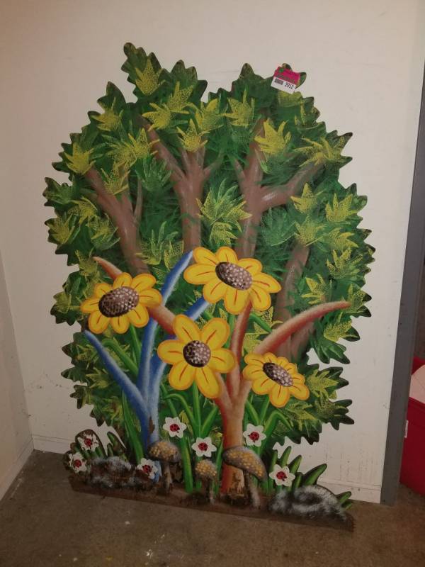 lot 2052 image: Painted Wood Art Piece