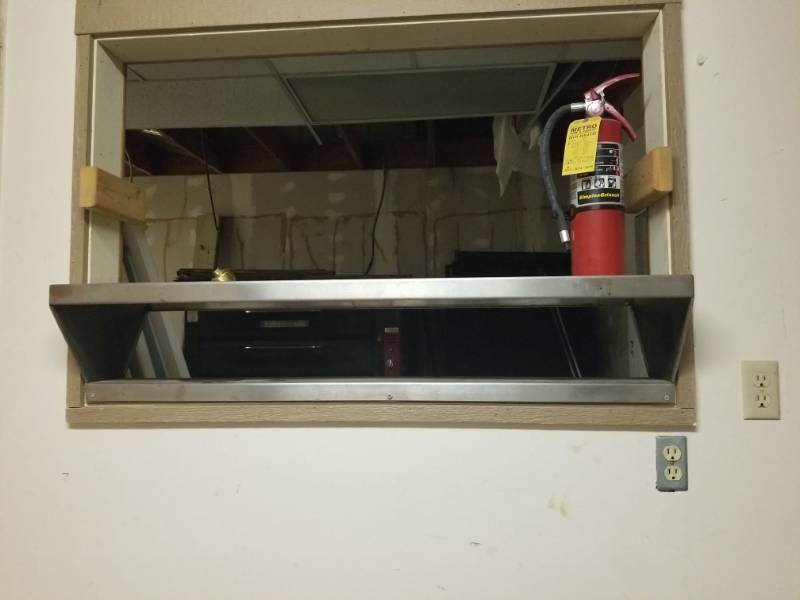 lot 2064 image: Stainless Shelf and Fire Extinguisher