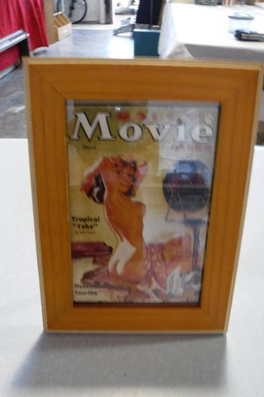 lot 3160 image: Framed desk sized pin up girl