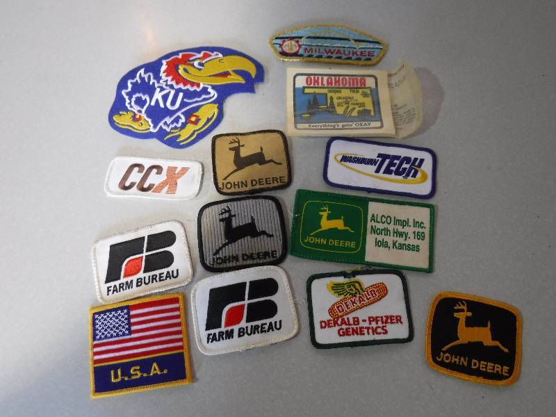 lot 3207 image: Patch collection, includes a JayHawk, John Deere and more