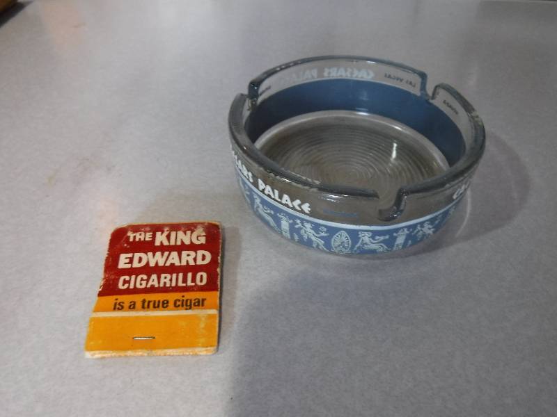 lot 3209 image: Caesars palace ash tray and King Edward Cigarillo match book