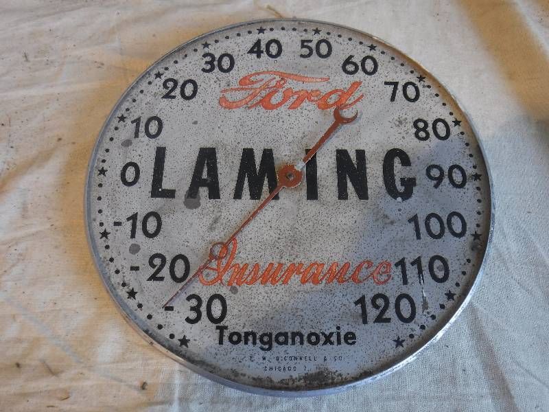 lot 3078 image: Laming Tonganoxie Kansas wall outdoor thermometer- old and cool