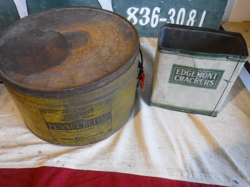 lot 3081 image: Ideal Peanut butter tin and Edmonds Cracker tin