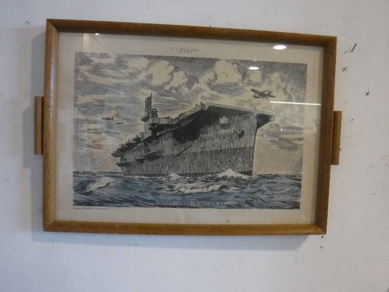 lot 3132 image: USS Nassau world war 2 Air craft carrier framed print