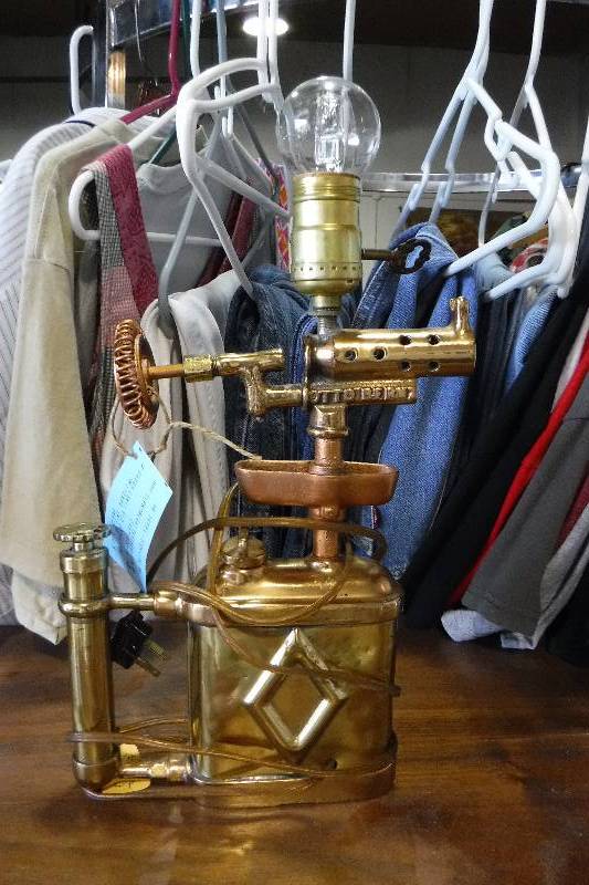 lot 3280 image: Torch turned into a table lamp