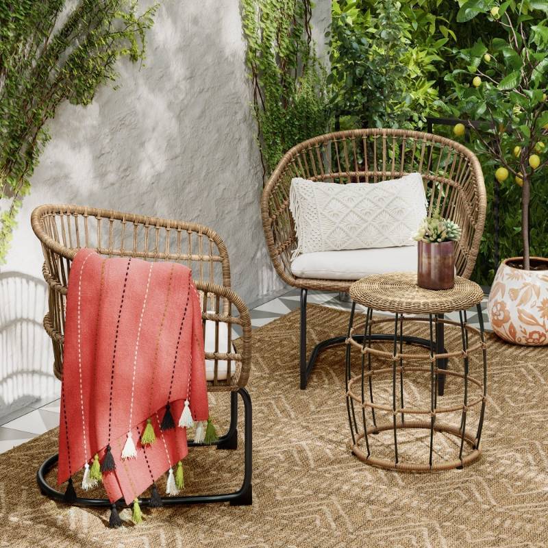 lot 6725 image: Southport 3pc Wicker Motion Patio Chat Set - Opalhouse