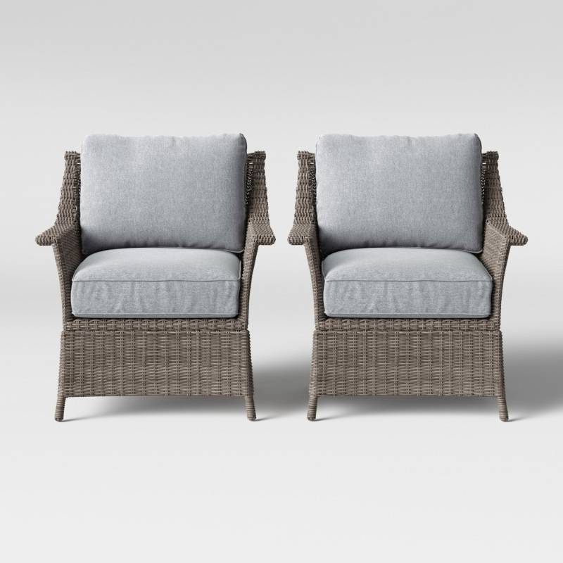 lot 6742 image: Foxborough 2pk Patio Club Chair Gray - Threshold