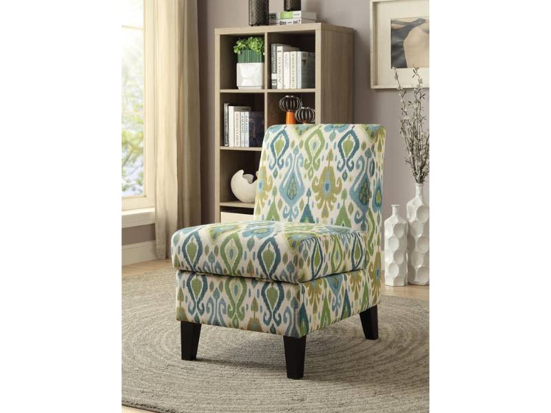 lot 6776 image: Ollano II Green Pattern Accent Chair with Storage