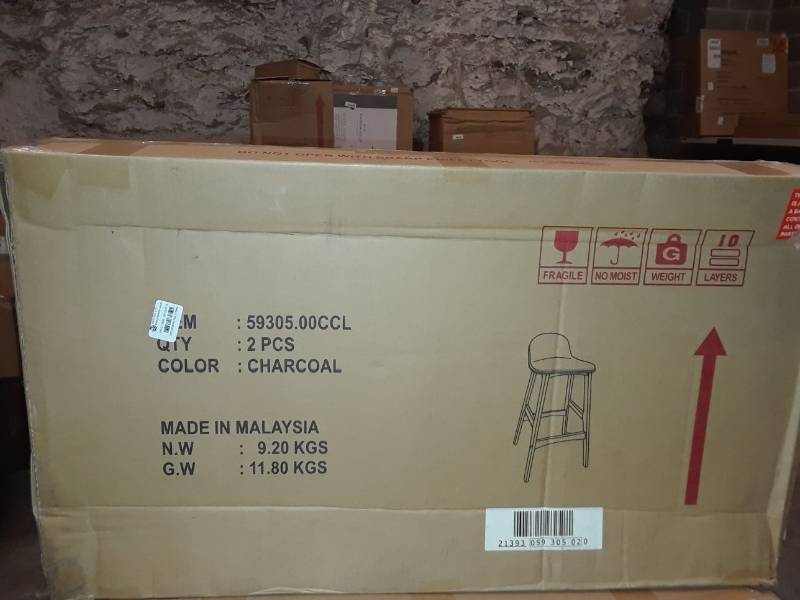 lot 6796 image: Upholstered Barstool in Charcoal - Set of 2